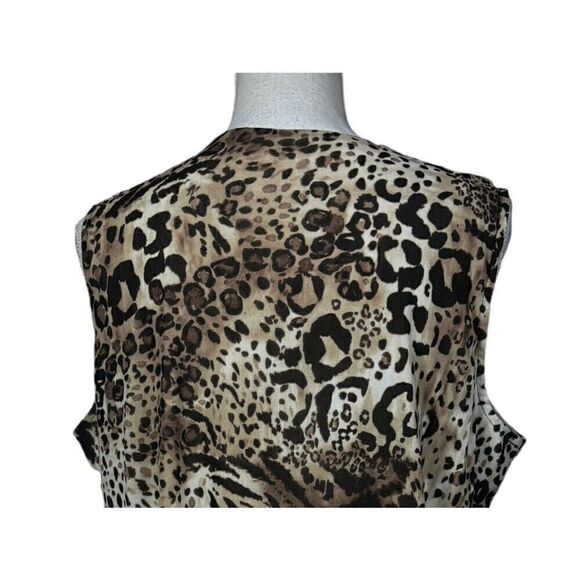 Chico's Top Size XL Animal Print Leopard Brown Black Sleeveless Layer Work - Picture 5 of 9